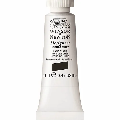 Winsor & Newton W&n Designers Gouache 14ml Tube Lampenschwarz