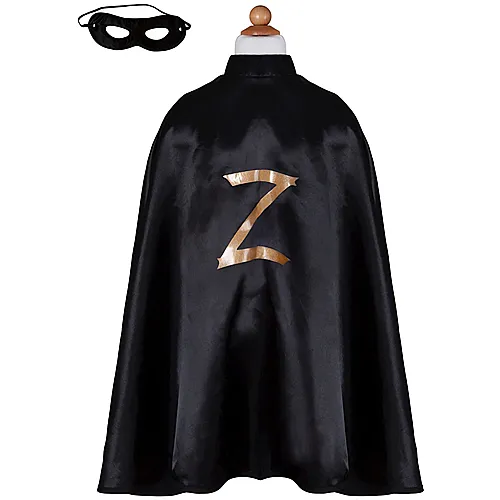 Zorro Set schwarzes Cape mit Z, Maske