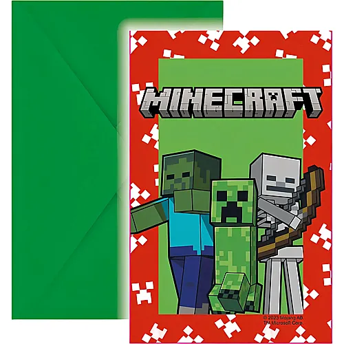 Einladungskarten Minecraft 6Teile