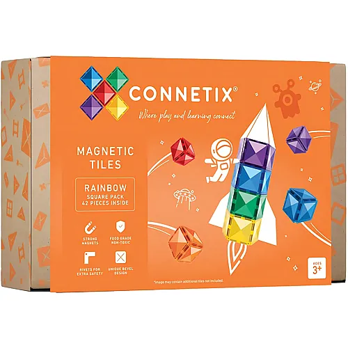 Magnetische Fliesen Regenbogen Quadrat Pack - 42 Teile