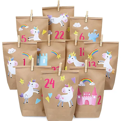 Papierdrachen Adventskalender Einh�rner �? zum Aufkleben