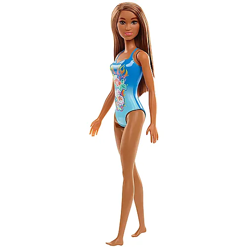 Barbie Beach Puppe im Badeanzug mit Rosenmuster