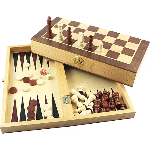 Weible Schach, Dame & Backgammon Braun/Natur