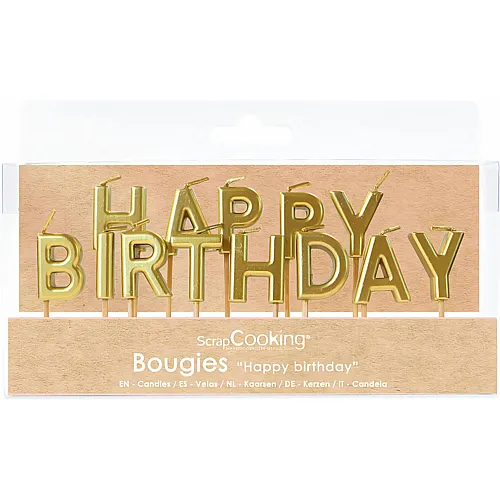 ScrapCooking Kerzen Happy Birthday Gold