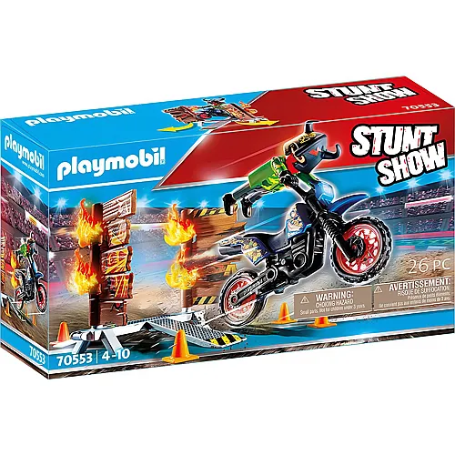 PLAYMOBIL Stuntshow Motorrad mit Feuerwand (70553)