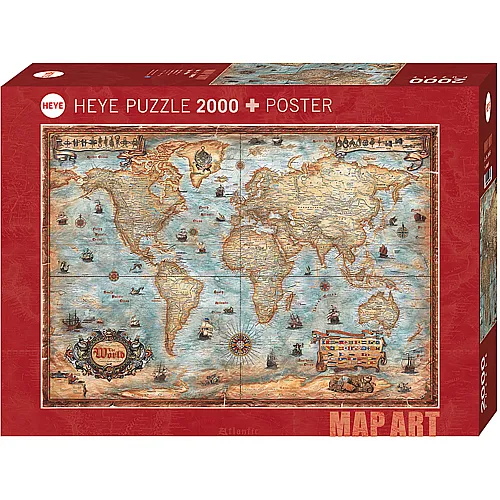 HEYE Puzzle Map Art The World (2000Teile)