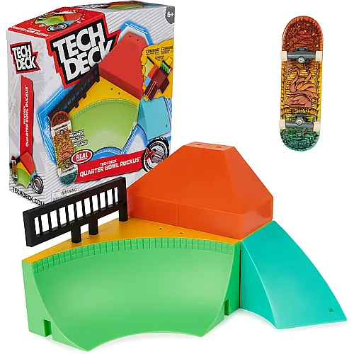 Spin Master Tech Deck X-Connect-Rampenset - Quarter Bowl Ruckus, Rampenset mit authentischem Finger-Skateboard der Marke Real und Zubeh�r, Rampe beliebig umbaubar, ab 6 Jahren