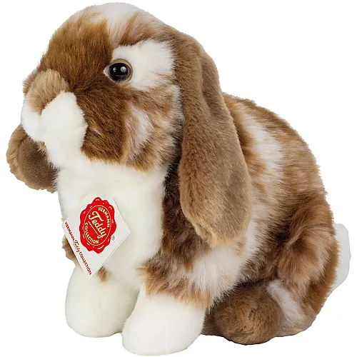 Teddy-Hermann Hase sitzend gescheckt Dunkelbraun/Weiss - 20 cm
