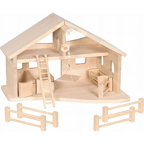 Goki Stall Mit Seilwinde, Montiert Ohne Figuren Und Deko, 56,5 X 38 X 38,5 Xm