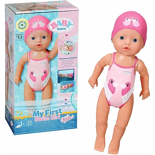 Zapf Creation Baby Born My First Swim Girl, Aufzieh-Badepuppe - 30 cm