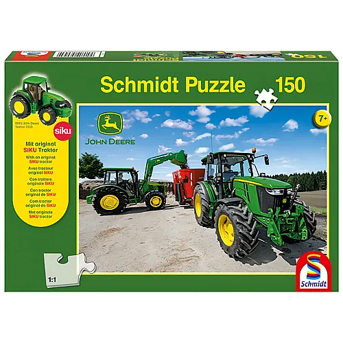 Schmidt Puzzle John Deere Traktoren der 5M Serie, inkl. Siku Traktor (150Teile)