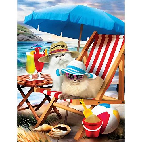 SunsOut Puzzle Tom Wood Beach Cats - 300 Teile
