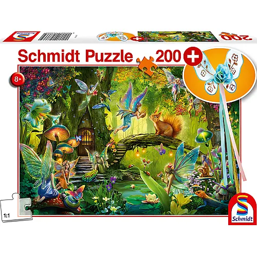 Schmidt Puzzle Feen im Wald, inkl. Feenstab (200Teile)