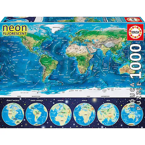 Educa Puzzle Neon Weltkarte (1000Teile)