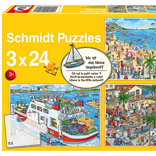 Schmidt Puzzle Wo ist das kleine Segelboot? (3x24)