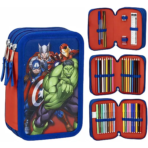 Cerda Avengers Schulm�ppchen mit 1 HB-Bleistift, 2 Stifte, 1 Schere, 1 Radiergummi, 1 Spitzer, 1 Lineal, 18 Bleistiftfarben
