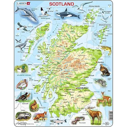 Larsen Puzzle Scotland Topographic Map - 63 Teile