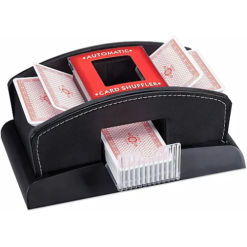 Relaxdays , schwarz Kartenmischer Elektrisch, Leder, 2 Decks, Mischger�t zum Mischen von Karten, Kartenmischmaschine, Standard, f�r Standard-Spielkarten mit einer Gr�sse von 6,3�9,2 cm