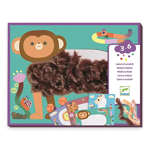 Djeco Collage Wolle & Klett Tiere