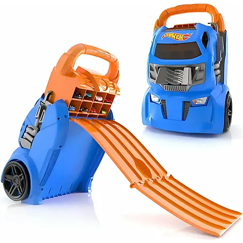Hot Wheels Cefa Toys Koffer f�r Autos, 2-in-1, mit Kapazit�t f�r 20 Autos, 4 Verschiedene Tracks, Mehrfarbig (HWCC14)