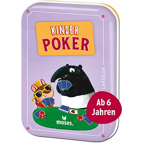 Moses Kinderpoker, spannendes Pokerspiel für die ganze Familie, süsses Kartenspiel mit kinderleichten Regeln, Reisespiel für Kinder ab 6 Jahren, Yellow