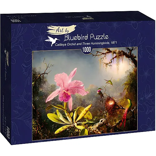 Bluebird Puzzle Martin Johnson Heade Cattleya Orchid and Three Hummingbirds, 1871 - 1000 Teile