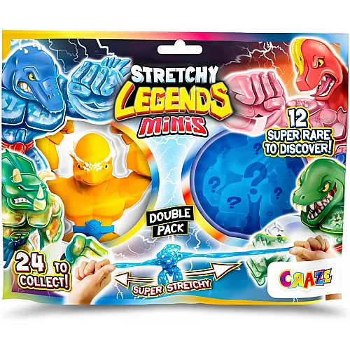 CRAZE STRETCHY LEGENDS Minis Double - 2er Pack Elastische Actionfiguren f�r Kinder, Klebrige & Dehnbare Superhelden Figuren zu Sammeln