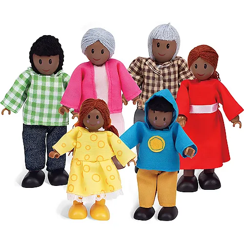 Hape Puppenhaus Puppenfamilie dunkle Hautfarbe (6Teile)