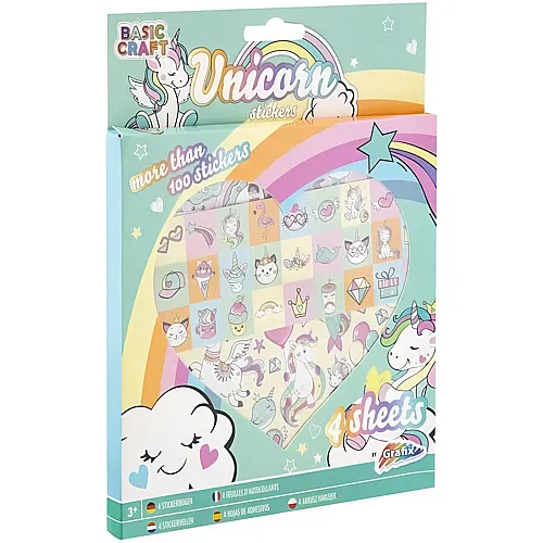 4 Stickerbogen Einhorn
