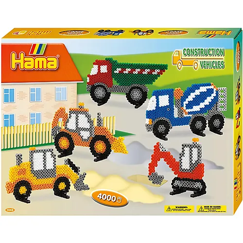Hama Midi Geschenk-Set Baufahrzeuge - 4000 Teile