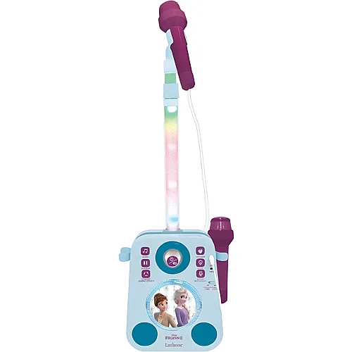 Lexibook Disney Frozen Karaoke- und Musiklautsprecher mit 2 Mikrofon, Lichteffekten und Audio-In-Kabel
