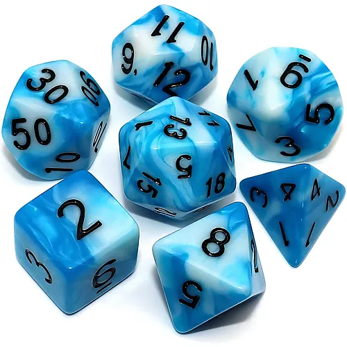 D&D Polyedrische Rollenspiel-W�rfel Blau/Weiss - 7 Teile