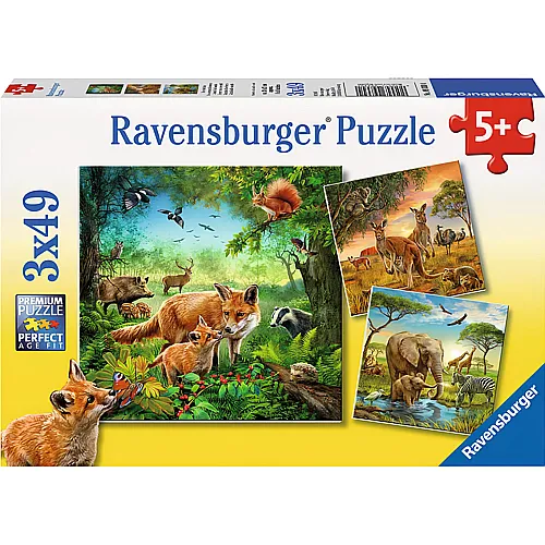 Ravensburger Puzzle Tiere der Erde (3x49)