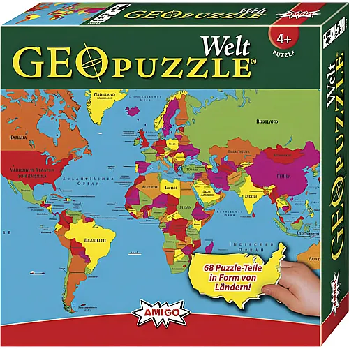 Amigo GeoPuzzle Welt (68Teile)