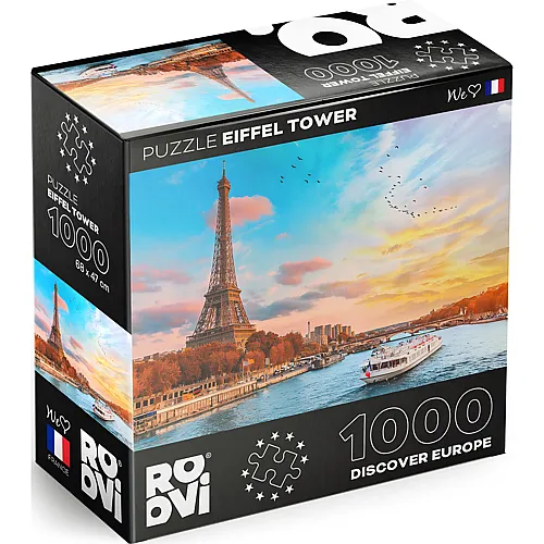 Roovi Puzzle Discover Europe Eiffelturm, Paris, Frankreich - 1000 Teile