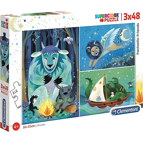 Clementoni Puzzle Supercolor 3in1 Fantastic Friends - 48 Teile
