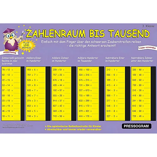 Hagemann Zaubertafel Mathematik - Zahlenraum bis 1000 | Rechen-Tafel mit Selbstkontrolle zum spielerischen Lernen von