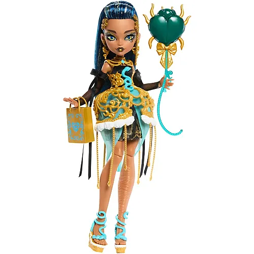Mattel Monster High Scary Sweet Birthday-Puppe, Cleo De Nile im goldenen Partykleid