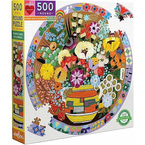 eeBoo Puzzle Purple Bird and Flowers - 500 Teile