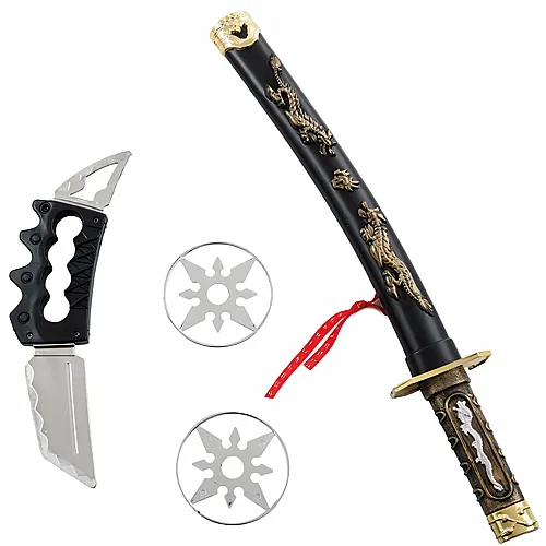 Party X People Ninja Waffen-Set 4 Teile, Schwert mit Scheide,