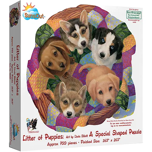 SunsOut Puzzle Linda Elliott Litter of Puppies (750Teile)