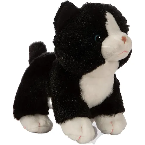 Katzen-Baby stehend Schwarz/Weiss 13cm