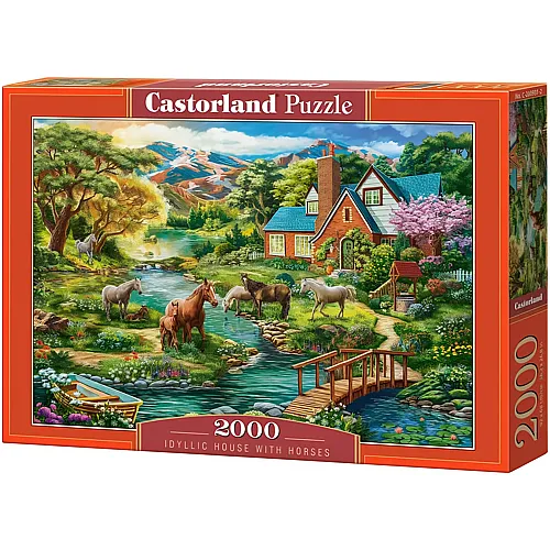 Castorland Puzzle Idyllisches Haus mit Pferden - 2000 Teile