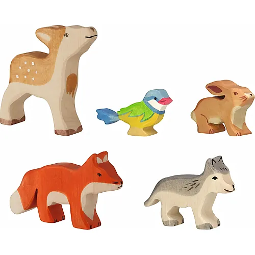 Holztiger Waldtiere-set 5 Tiere aus Holz