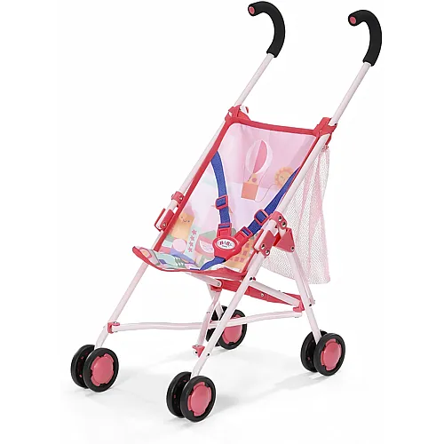 Puppenwagen mit Tasche in Pink mit 3-Punkt-Gurt