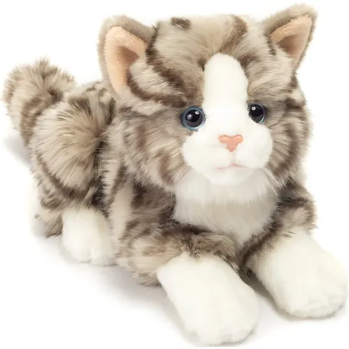 Katze liegend Grau 20cm