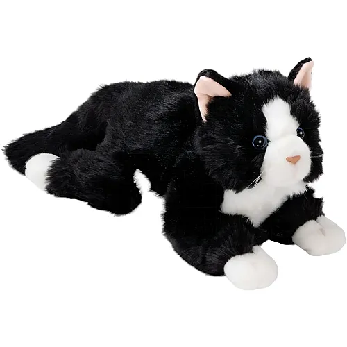 Katze liegend Schwarz-Weiss 30cm