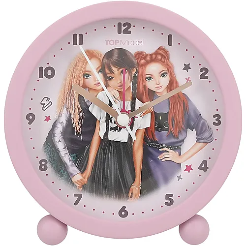 Rebel Kitty - Wecker in Lila, lautlose Uhr mit Licht-Funktion