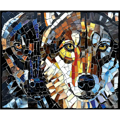 SunsOut Puzzle Cynthie Fisher Stained Glass Wolves (1000Teile)