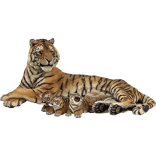 Papo Wildtiere Liegende Tigerin mit Babies